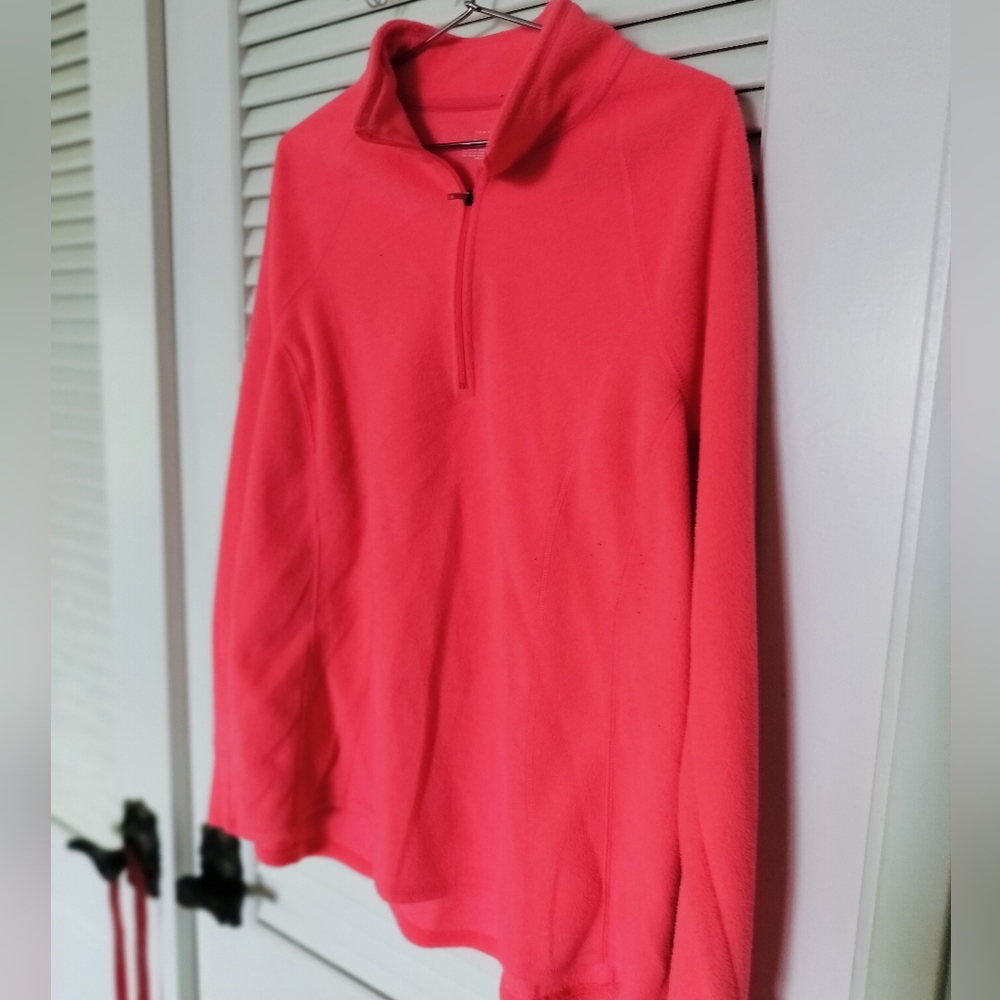 Tek Gear Orange Quarter Zip Long Sleeve Fleece Pullover Size 1X